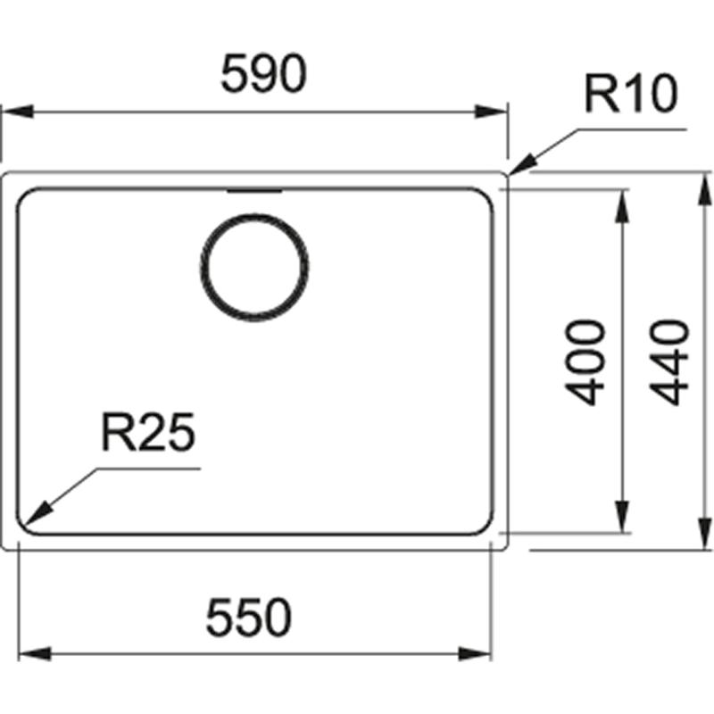 Franke Mythos MYX 110.55 lavello in acciaio inossidabile 55x40cm sottopiano 122.0638.200