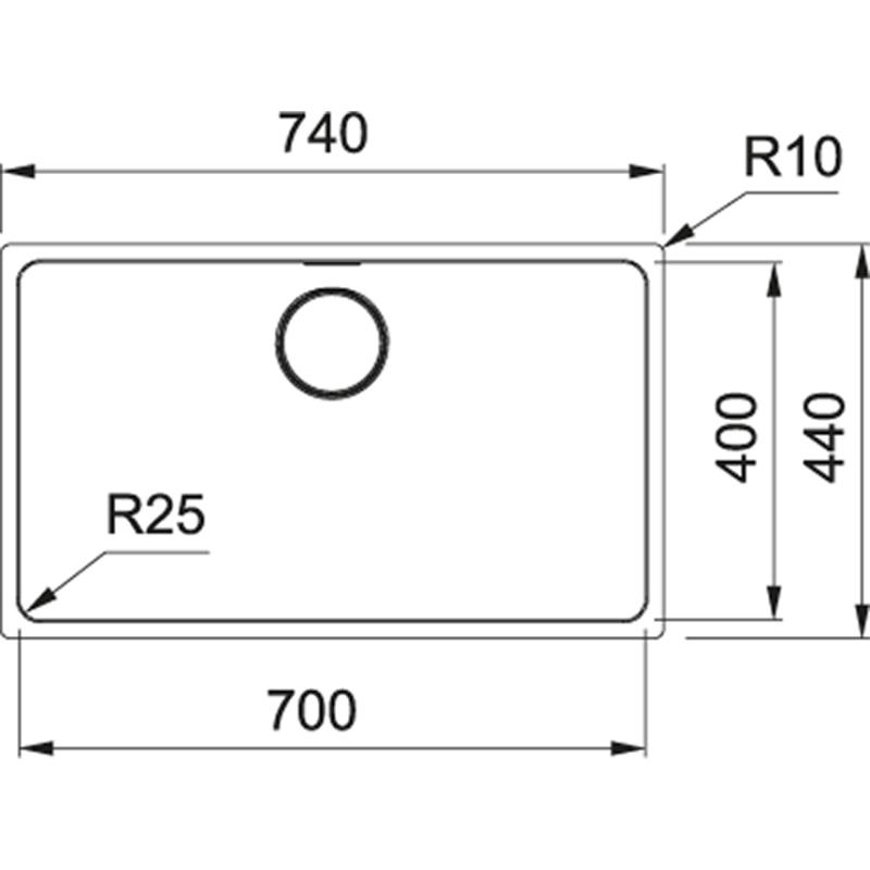Franke Mythos MYX 110,70 lavello in acciaio inossidabile 70x40cm sottopiano 122.0638.271