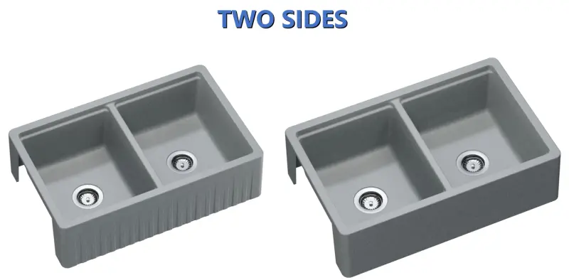 GraniteMy Tradition lavello doppio in stile country con due vasche in granito 80x50 cm nero, montaggio a incasso, sottopiano e a filo 1208953697