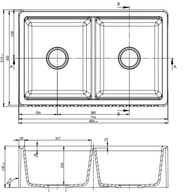 GraniteMy Tradition lavello doppio rustico 2 vasche in granito 80x50cm bianco per installazione a incasso, sottopiano e a filo 1208953698