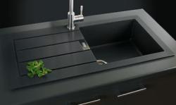 Franke Sirius 2 S2D 611 lavello in plastica con scolapiatti nero da incasso 100x50 143.0634.480