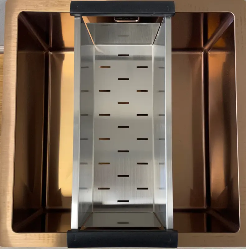 Ausmann Cestino per residui in acciaio inox spazzolato 44x18cm per lavello lunghezza 40cm 1208953722