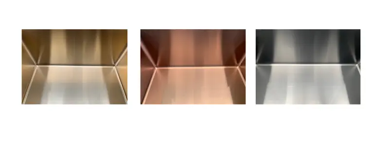 Ausmann Weser Lavello in acciaio inossidabile PVD Oro 45x51 con foro per rubinetto montaggio a filo sopra e sotto il piano  080891