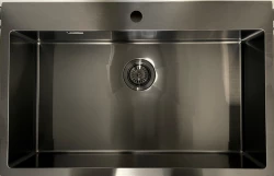 Ausmann Weser grande lavello in acciaio inox color antracite PVD Gun Metal 79x51 con foro per rubinetto, incasso sotto piano e sopra piano 067137