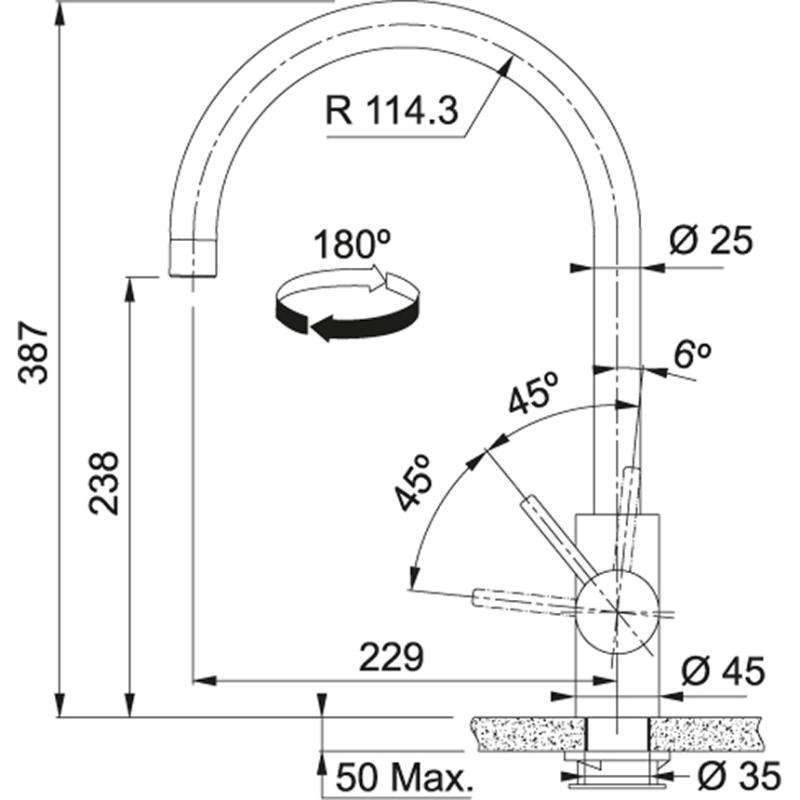 Franke Rubinetto da cucina Eos Neo con beccuccio girevole completamente in acciaio inossidabile 115.0590.044