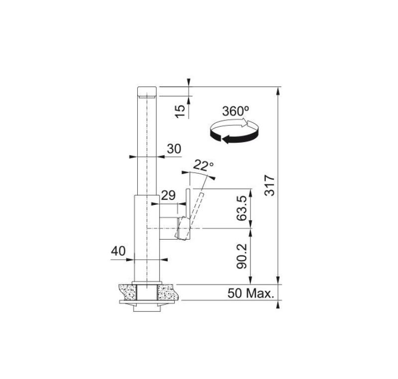 Franke Rubinetto da cucina in acciaio inossidabile massiccio Mythos con beccuccio girevole in acciaio inox 115.0547.852