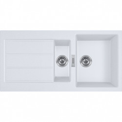 Franke Sirius 2 S2D 651 plastica 1,5 lavandino con scolapiatti bianco da incasso 100x50 143.0634.555