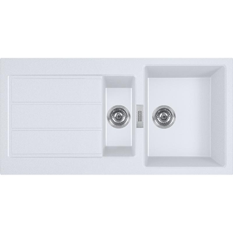 Franke Sirius 2 S2D 651 plastica 1,5 lavandino con scolapiatti bianco da incasso 100x50 143.0634.555