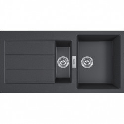 Franke Sirius 2 S2D 651 plastica nera 1,5 lavandino con una vaschetta e mezza con scolapiatti incorporato 100x50 143.0634.554