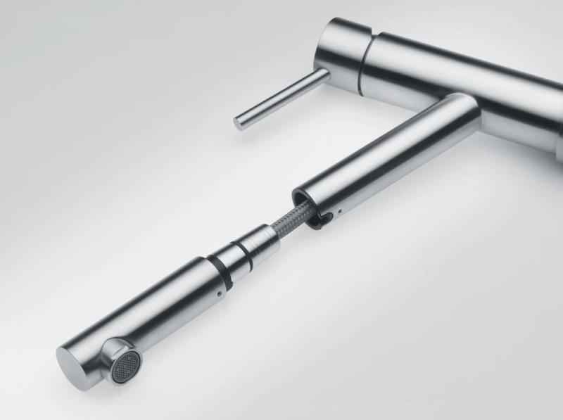 Franke Orbit rubinetto cucina basso in acciaio inossidabile massiccio con beccuccio estraibile inox 115.0569.461