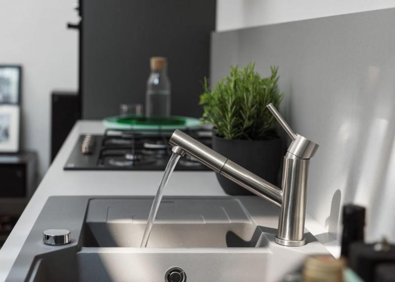 Franke Orbit rubinetto cucina basso in acciaio inossidabile massiccio con beccuccio estraibile inox 115.0569.461