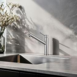 Franke Orbit rubinetto da cucina alto in acciaio inossidabile massiccio con beccuccio girevole inox 115.0600.928