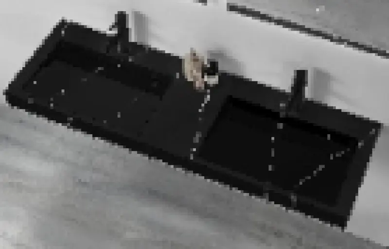 Doppio lavabo Solid-S Marble in solid surface, marmo nero opaco senza foro per rubinetto con copertura solida B160xP45xH8 1208953890.