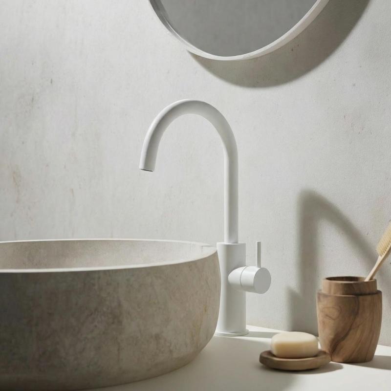 Waterevolution Flow rubinetto lavabo modello alto bianco opaco T1121FUBR