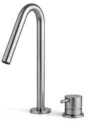 Waterevolution Flow Miscelatore per lavabo a 2 fori interamente in acciaio inossidabile con beccuccio piccolo a V da 120 mm T1121VIE