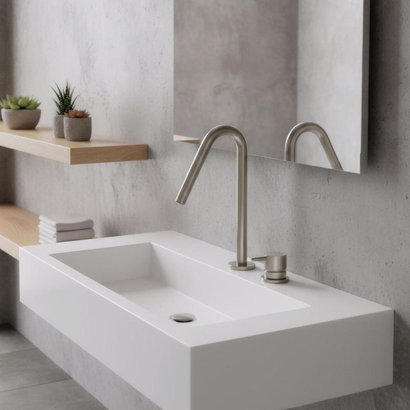 Waterevolution Flow Miscelatore per lavabo a 2 fori interamente in acciaio inossidabile con beccuccio piccolo a V da 120 mm T1121VIE