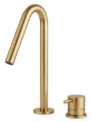 Waterevolution Flow Miscelatore per lavabo a 2 fori ottone spazzolato con beccuccio piccolo a 120 mm T1121VLE