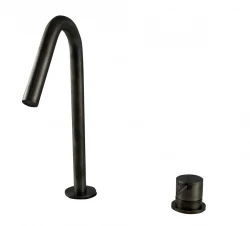 Waterevolution Flow Rubinetto lavabo a 2 fori PVD Gun Metal con piccolo V 120 mm di sbocco T1121VGME