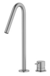 Waterevolution Flow Miscelatore per lavabo a 2 fori acciaio inox con beccuccio alto a V 120mm T1122VIE