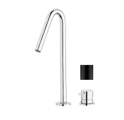 Waterevolution Flow Miscelatore per lavabo a 2 fori nero con beccuccio alto a V da 120 mm di uscita T1122VPR