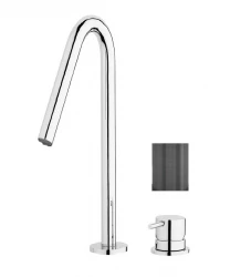 Waterevolution Flow Rubinetto lavabo a 2 fori PVD Gun Metal con bocca alta V 120 mm T1122VGME