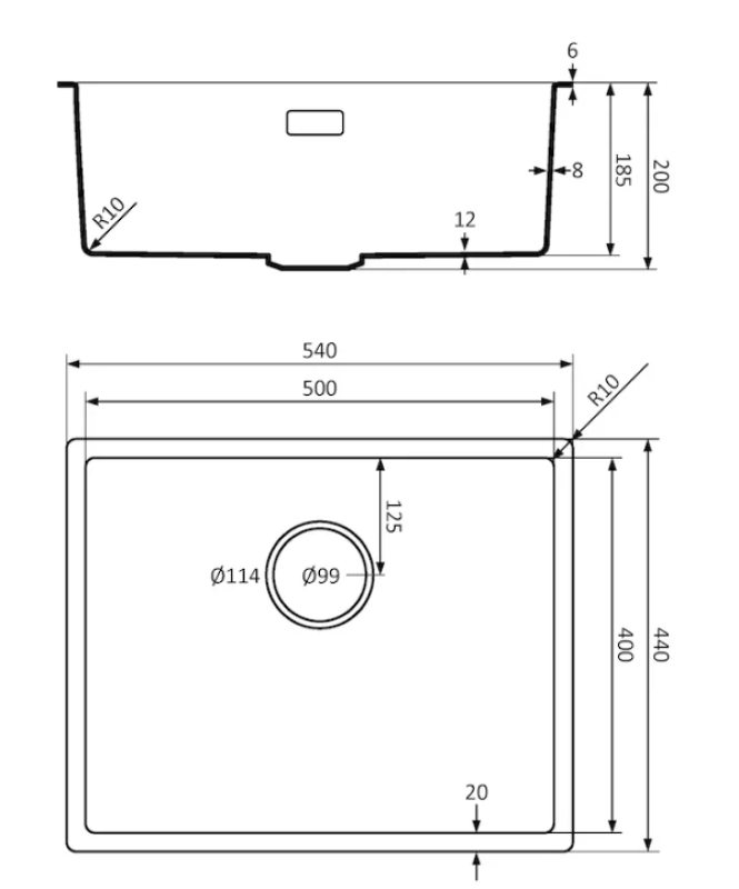 Lorreine 50BQ-FU Lavello in quarzo nero 50x40cm m0ntaggio a filo e sotto il piano con tappo a cestello nero 1208954002