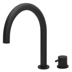 Waterevolution Flow Rubinetto per lavabo a 2 fori nero con beccuccio basso a U da 113 mm T1121UPR