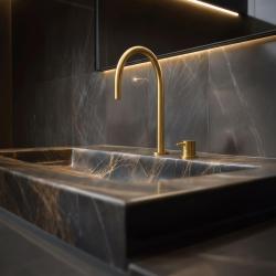 Waterevolution Flow Rubinetto per lavabo a 2 fori in ottone spazzolato T1121ULE