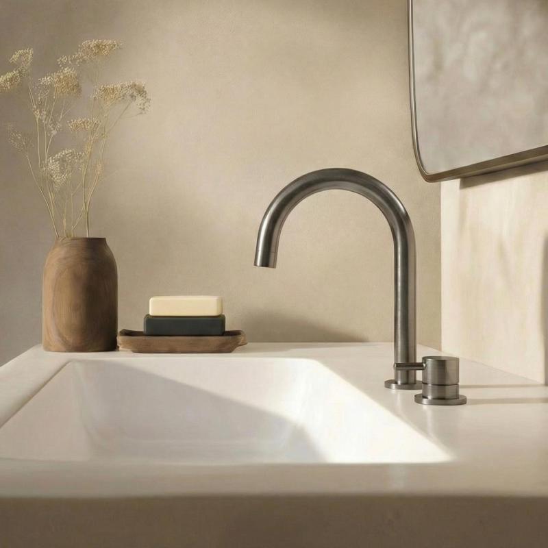 Waterevolution Flow Rubinetto lavabo a 2 fori PVD Gun Metal T1121UGME