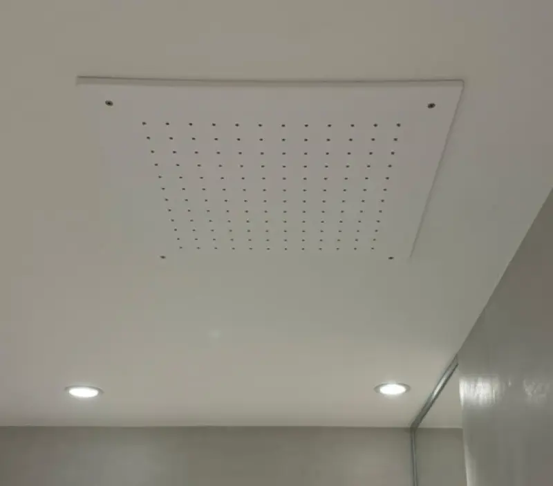 SB Rubinetterie doccia a soffitto quadrata a pioggia da incasso in corian bianco opaco solid surface 40cm 1208954083