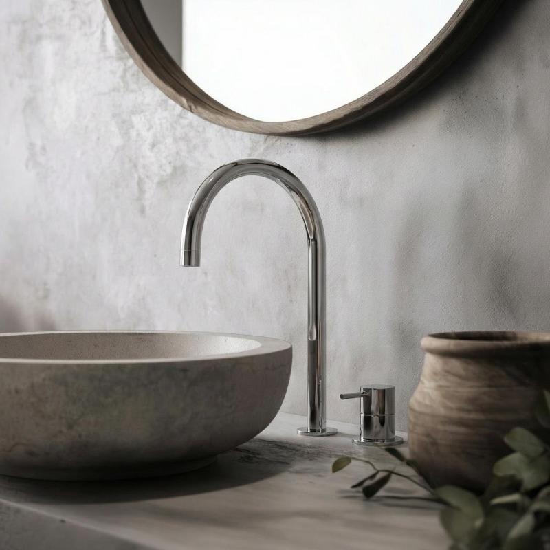 Waterevolution Flow Miscelatore per lavabo a 2 fori cromo con beccuccio basso a U da 200 mm T1122U01