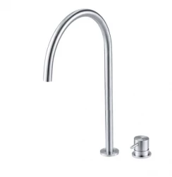 Waterevolution Flow Rubinetto lavabo a 2 fori interamente in acciaio inox con bocca alta 200 mm T1122UIE