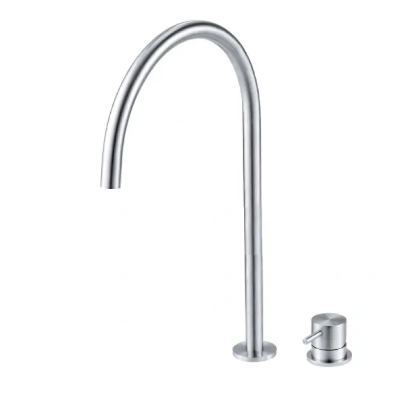 Waterevolution Flow Rubinetto lavabo a 2 fori interamente in acciaio inox con bocca alta 200 mm T1122UIE