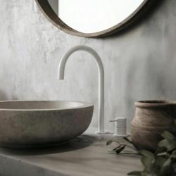 Waterevolution Flow Rubinetto lavabo a 2 fori bianco con bocca alta 200 mm T1122UBR