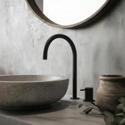 Waterevolution Flow Rubinetto lavabo a 2 fori nero con bocca alta 200 mm T1122UPR