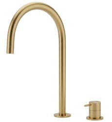 Waterevolution Flow Miscelatore per lavabo a 2 fori in ottone spazzolato con beccuccio alto a U di 200 mm T1122ULE