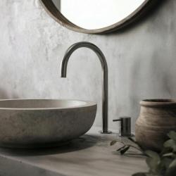Waterevolution Flow Rubinetto lavabo a 2 fori PVD Gun Metal con bocca alta 200 mm T1122UGME