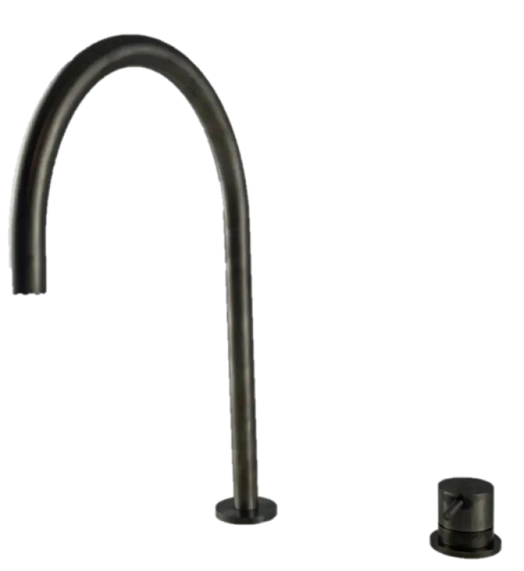 Waterevolution Flow Rubinetto lavabo a 2 fori PVD Gun Metal con bocca alta 200 mm T1122UGME