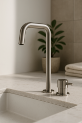 Waterevolution Flow 2 fori rubinetto per lavabo con uscita alta 222 in acciaio inossidabile T122HIE