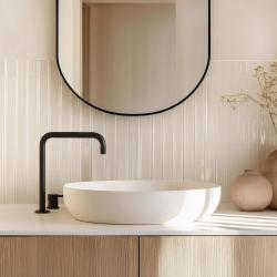 Waterevolution Flow Miscelatore per lavabo a 2 fori con beccuccio alto 222 nero opaco T122HPR