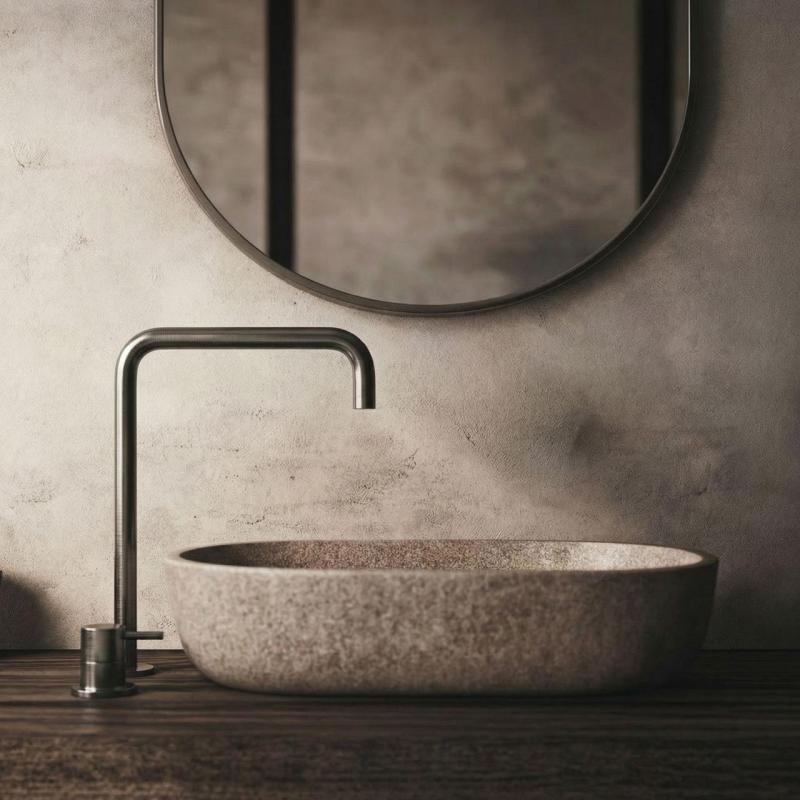 Waterevolution Flow Miscelatore per lavabo a 2 fori con beccuccio alto 222 PVD Gun Metal T122HGME