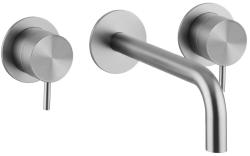 Waterevolution Flow Rubinetto lavabo da incasso a 3 fori Interamente in acciaio inox con bocca di erogazione 10 cm T1163FIE-10