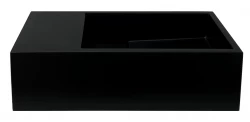 Solid-S Lavabo in solid surface nero opaco, L36 x P18 x H10 cm, con coperchio, modello a sinistra senza foro per rubinetto 1208954157