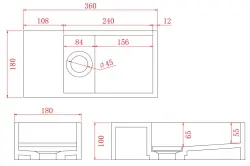 Solid-S Lavabo in solid surface nero opaco, L36 x P18 x H10 cm, con coperchio, modello a sinistra senza foro per rubinetto 1208954157