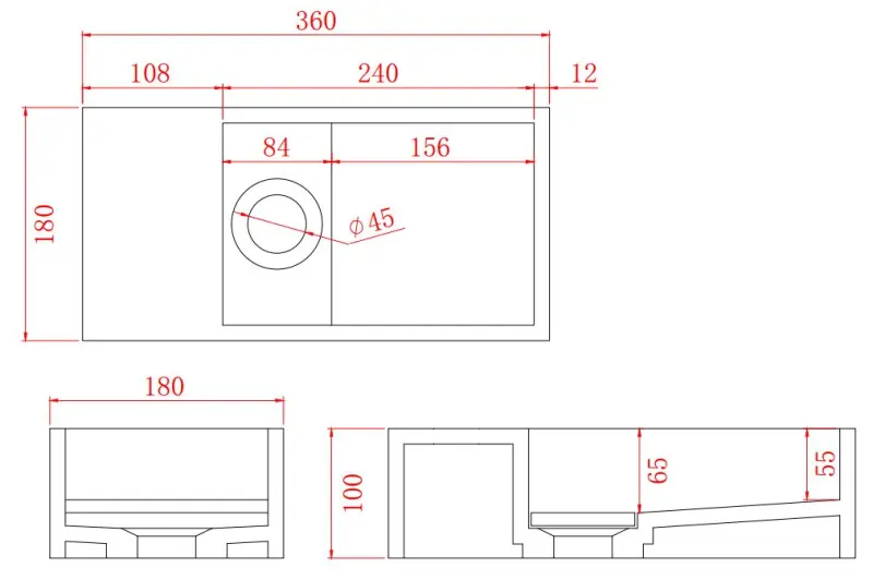 Solid-S Lavabo in solid surface nero opaco, L36 x P18 x H10 cm, con coperchio, modello a sinistra senza foro per rubinetto 1208954157
