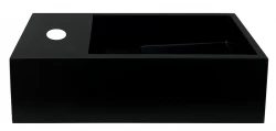 Solid-S Fontana in solid surface nero opaco, L36 x P18 x H10 cm, con copertura, modello a sinistra con foro per rubinetto 1208954158