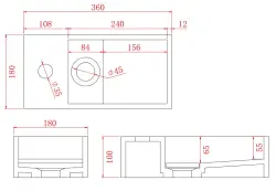 Solid-S Fontana in solid surface nero opaco, L36 x P18 x H10 cm, con copertura, modello a sinistra con foro per rubinetto 1208954158