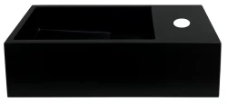 Solid-S Fontana in solid surface nero opaco, L36 x P18 x H10 cm, con copertura, modello a destra con foro per rubinetto 1208954163