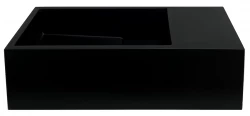 Solid-S Lavabo in solid surface nero opaco L36 x P18 x H10 cm con coperchio, modello a destra senza foro per rubinetto 1208954164