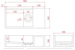 Solid-S Lavabo in solid surface nero opaco L36 x P18 x H10 cm con coperchio, modello a destra senza foro per rubinetto 1208954164